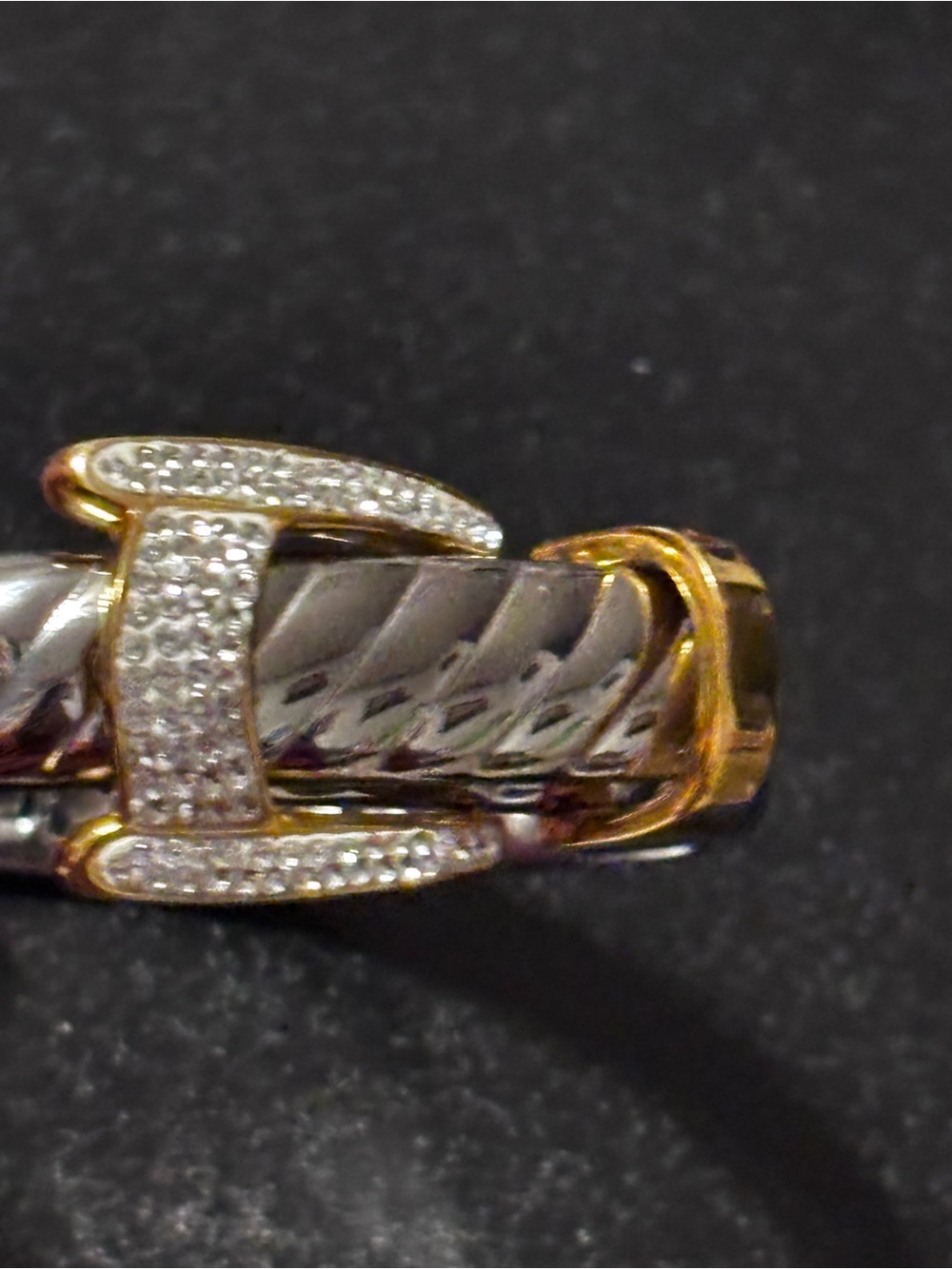 Nadri Two-Tone Pave Buckle Bracelet - Silver & Gold - Picture 6 of 13